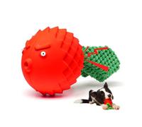 FOR-HI Interactive Dog Toys Heavy Duty Squeaky Dog Balls for Medium and Large Dogs, Dog Toys for Aggressive Chewers，Relieves Anxiety, Cleans Teeth Outdoor Waterproof (Red)