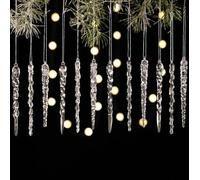 For Holiday Acrylic Icicle Ornaments Set of 12 Pieces with Realistic Ice Appearance for Hanging on Trees, Windows, or Walls During Christmas Season (Transparent)
