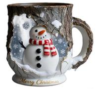 For Holiday Cheer Mugs Collection Featuring Unique Tree Trunk Design And Festive For Holiday Scenes, Crafted For Microwave Use And Everyday Durability(Snowman)