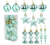For Holiday Christmas Tree Ornament Set with 13 Star and Candy Decorations, PVC Material Suitable for Trees, Wreaths, and Garland Displays (Emerald green)