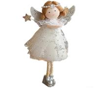 For Holiday Ornament Christmas Pendant Featuring Angel Girl Design with Deer Antlers Made from Cozy Cloth Fabric for Tree Hanging (Silver)