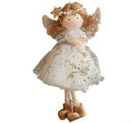 For Holiday Ornament Christmas Pendant Featuring Angel Girl Design with Deer Antlers Made from Cozy Cloth Fabric for Tree Hanging (Gold)