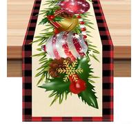 For Holiday Table Runner Linen 13x72 Inches Featuring Christmas Tree and Ornaments Pattern for Dining Room, Console Table, and Seasonal Home Decoration (2)