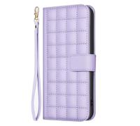 for Honor 100 Case, Shockproof Premium PU Leather Embossed Lattice Notebook Wallet Phone Cases with Kickstand Function Card Slots Flip Protective Cover for Honor 100,Light Purple