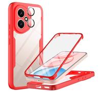 For Honor 400 5G Case with Built-in Screen Protector with Camera Lens Protector, Military Grade Shockproof Clear CoveHonor 400 5G r 360 Full Body Protective Rugged Bumper Phone Case， Red/Clear
