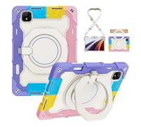 for Honor GT Pro 12.3/Magicpad 2 12.3 Shockproof Kids Case,Heavy Duty Full Protective Shockproof Case W 360° Rotating Handle Stand+Shoulder Strap,Colorful Pink