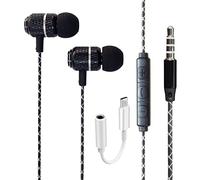 For HONOR Magic 6 Lite/Magic 7 Pro/Magic7 Lite/Magic6 Pro/Magic V5 V3 Earphone - Wired Bass Stereo In-ear Headphone (USB C To 3.5mm Jack Adapter Included) Headset Earbuds With Volume Control (BLACK)