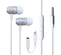 For HONOR Magic 6 Lite/Magic 7 Pro/Magic7 Lite/Magic6 Pro/Magic V5 V3 Earphone - Wired Bass Stereo In-ear Headphone (USB C To 3.5mm Jack Adapter Included) Headset Earbuds With Volume Control (SILVER)