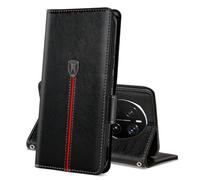 For Honor Magic 7 Pro 5G Case, Leather Magnetic Card Slots Wallet Phone Case, Flip Silicone TPU Bumper Protective Cover with Kickstand, Shockproof Book Case for Magic 7 Pro 5G Dark Black