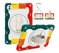 for Honor Pad 10 12.1 inch 2025 Shockproof Case,Heavy Duty Rugged 3 Layer Protective Case Cover W 360 Rotating Grip Bracket+Shoulder Strap,Colorful Red