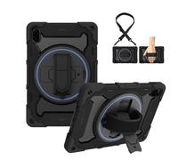 for Honor Pad X9/ X8 Pro 11.5 inch Shockproof Case,Heavy Duty Rugged 3 Layer Protective Case Cover W 360 Rotating Grip Bracket+Shoulder Strap,Black