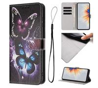 for Honor X6B/X6A Phone Case, Shockproof 3D Painted PU Leather Flip Folio Notebook Wallet Cases with Stand Function Card Holder Slots Protective Cover for Honor X6B/X6A,Two butterflies
