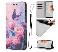 for Honor X6B/X6A Phone Case, Shockproof 3D Painted PU Leather Flip Folio Notebook Wallet Cases with Stand Function Card Holder Slots Protective Cover for Honor X6B/X6A,Pink Butterfly