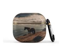 for Horse Grazing on The Mountain Wireless Earbuds 3 Case Cover Protective Accessories Skin with Keychain Compatible with 3rd Generation 2021 Supports Wireless Charging Front LED Visible