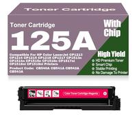 For HP 125A CB540A CB541A CB542A CB543A Toner Cartridges Compatible for HP CP1213 CP1214 CP1215 CP1216 CP1217 CP1513n CP1514n CP1515n CP1516n CP1517ni CP1518ni ,Magenta-125A