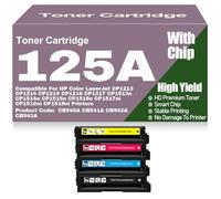For HP 125A CB540A CB541A CB542A CB543A Toner Cartridges Compatible for HP CP1213 CP1214 CP1215 CP1216 CP1217 CP1513n CP1514n CP1515n CP1516n CP1517ni CP1518ni ,4Pack-125A