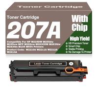 For HP 207A 207X Toner Cartridges W2210A W2211A W2212A W2213A Compatible Toner Cartridge for HP M225DW M255dw M255nw MFP M282nw M283CDW M283fdw M283fdn M155 M554,Black-207A