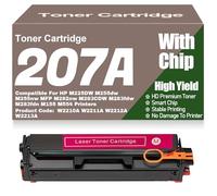 For HP 207A 207X Toner Cartridges W2210A W2211A W2212A W2213A Compatible Toner Cartridge for HP M225DW M255dw M255nw MFP M282nw M283CDW M283fdw M283fdn M155 M554,Magenta-207A