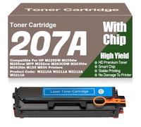 For HP 207A 207X Toner Cartridges W2210A W2211A W2212A W2213A Compatible Toner Cartridge for HP M225DW M255dw M255nw MFP M282nw M283CDW M283fdw M283fdn M155 M554,Cyan-207A