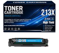 For HP 5700dn 5800dn 6700dn 6701dn 6800dn 6801dn Toner Cartridges Compatible 213X W2130X W2131X W2132X W2133X Printers with chip High Yield Work,Cyan-213X