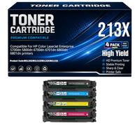 For HP 5700dn 5800dn 6700dn 6701dn 6800dn 6801dn Toner Cartridges Compatible 213X W2130X W2131X W2132X W2133X Printers with chip High Yield Work,4Pack-213X