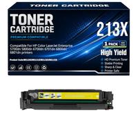 For HP 5700dn 5800dn 6700dn 6701dn 6800dn 6801dn Toner Cartridges Compatible 213X W2130X W2131X W2132X W2133X Printers with chip High Yield Work,Yellow-213X