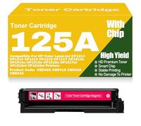 For HP CP1213 CP1214 CP1215 CP1216 CP1217 CP1513n CP1514n CP1515n CP1516n CP1517ni CP1518ni CP1519ni Toner Cartridges 125A CB540A CB541A CB542A CB543A High Yield Work,Magenta-125A