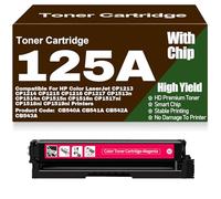 For HP CP1213 CP1214 CP1215 CP1216 CP1217 Toner Cartridges Compatible 125A CB540A CB541A CB542A CB543A for HP CP1513n CP1514n CP1515n CP1516n CP1517ni CP1518ni CP1519ni,Magenta-125A