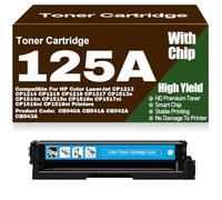 For HP CP1213 CP1214 CP1215 CP1216 CP1217 Toner Cartridges Compatible 125A CB540A CB541A CB542A CB543A for HP CP1513n CP1514n CP1515n CP1516n CP1517ni CP1518ni CP1519ni,Cyan-125A