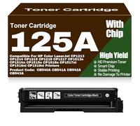For HP CP1213 CP1214 CP1215 CP1216 CP1217 Toner Cartridges Compatible 125A CB540A CB541A CB542A CB543A for HP CP1513n CP1514n CP1515n CP1516n CP1517ni CP1518ni CP1519ni,Black-125A