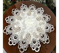 for HPLIVE 50 cm Floral Pattern Lace Tablecloth, Round Tablecloth, Lace Flowers Tablecloth, Dustproof, Birthday Party, Wedding Tablecloth, White