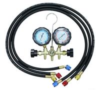 for hs Model 36 Dual Gauge HVAC Manifold Gauge Set Brass Air Conditioner Coolant Charging Tool Compatible with R22 R134a R404A R410A with Leak Proof Reinforced