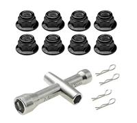 For HSP For SCX10 1/10 1/8 1/14 1 Set Metal M4 Flange Lock Nuts Anti Skip Hex Wheel RC Car Truck Crawler Upgrades Repairs Parts RC Car Upgrade Part(Black)