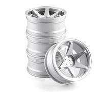 For HSP For Tamiya For HPI For Kyosho For Sakura D5 For TT02 1/10 4PC On-Road Drift Car Aluminum Alloy Metal Wheel Hub Climb Rim RC Upgrades(Silver)