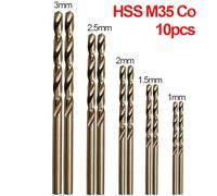 for HSS M35 Cobalt Drill Bit Set 10pcs 0.5mm-3mm Small Diameter Precision Metal Bits for Stainless Steel Drilling, High Speed Steel Industrial Drill Bits for Tough