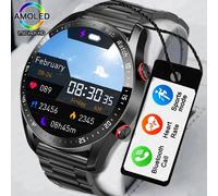 For Huawei 1.5 inch Smart Watch Men Bluetooth Call Heart Rate ECG Health Fitness Sports Watch Waterproof Business Man Smartwatch steel strip silver