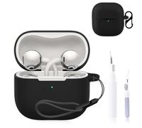 for Huawei FreeClip 2 Case Cover,NOUKAJU Earphone Protective Cover(with Carabiner + Lanyard + Cleaning Pen) Drop-Proof,Scratch-Proof,Shock-Proof,Case for Huawei FreeClip 2(Black)