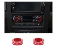 For Hummer H2 2003-2007 Aluminum Car Air Conditioning Switch Adjustment Knob Cover Sticker 2 Pieces Car Accessory Gear Shift Panel Trim(Red)