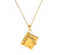 For Husband - My Hubby Book Necklace, Adjustable Custom Engraved Couples Necklace, Personalized Openable Multi Layer Book necklace for Husband, Boyfriend (Gold)