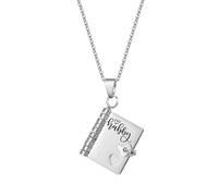 For Husband - My Hubby Book Necklace, Adjustable Custom Engraved Couples Necklace, Personalized Openable Multi Layer Book necklace for Husband, Boyfriend (Silver)