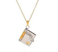 For Husband - My Hubby Book Necklace, Adjustable Custom Engraved Couples Necklace, Personalized Openable Multi Layer Book necklace for Husband, Boyfriend (Gold Silver)