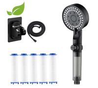 for Hydroboost Shower Head, Filtered High Pressure 5-Mode Filtered Shower Head with Handheld, Built-in Power Wash for Hard Water (Black-1pcs)