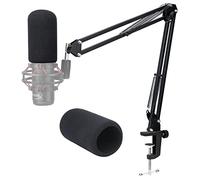 For HyperX Quadcast Boom Arm - Upgraded Mic Stand with Reduce Wind Noises Mic Cover, Adjustable Scissor Mic Arm for Hyperx QuadCast S, 3/8" to 5/8" Adapter Compatible with Most Microphone