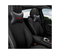 (For Hyundai) 2Pcs Embroidery Car Neck Pillow Pu Leather Seat support Headrest For Mercedes