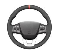 For Hyundai For Ix25 2014 2015 2016 For Creta 2016 2017 Hand-stitched Black Suede Red Marker Car Steering Wheel Cover Car Steering Wheel Protective Cove(White Thread)