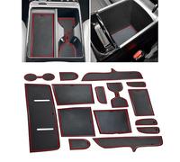 for Hyundai Tucson 2025 2026 Accessories Door Slot Mats Cup Holder Insert Coaster Center Console Liner Glove Box Cover for Hyundai Tucson Limited/Hybrid Interior Trim Non-Slip Pad 15PCS Set, Red Trim