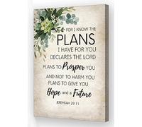 for I Know The Plans I Have for You Bible Verse Wall Art Framed Motivational Quote Poster Retro Religious Christian Pictures Wall Decor (16x24in,Framed)