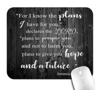 for I Know The Plans I Have for You Declares The Lord Inspirational Quote Mouse Pad, Christian Bible Verse Scripture Quotes Jeremiah 29-11 Rustic Black Wood Mice Mat