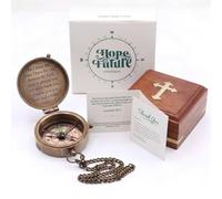 for I Know The Plans I Have for You, Jeremiah 29:11, Engraved Compass with Wood Box, to Son, Daughter, Thanksgiving Gift, Christian Gifts for Men, First Confirmation Gifts for Boys
