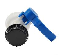 for IBC Container Drain Valve with 60mm S60x6 Coarse Thread Union Fitting for Rain Barrels and Water Storage Tanks - PE Construction, Blue Handle & B